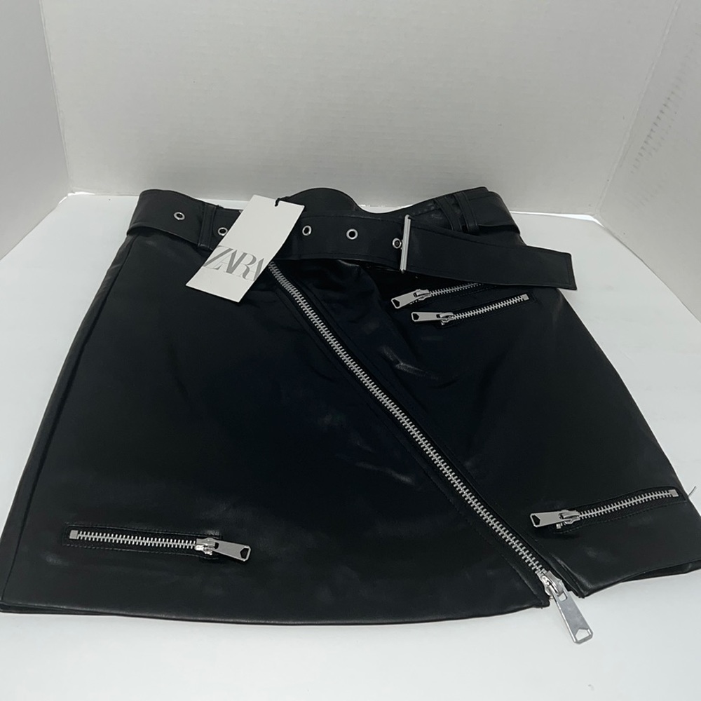 NWT Zara Faux biker skirt